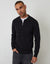 Black Textured Knit Quarter Zip Polo Jumper