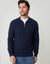 Navy Textured Knit Quarter Zip Polo Jumper