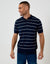 Navy Ribbed Stripe Knitted Polo