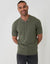 Green Quarter Zip Knitted Polo in Dark Sage Green