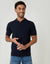 Navy Quarter Zip Knitted Polo