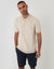 Stone Wavy Stripe Textured Knitted Polo