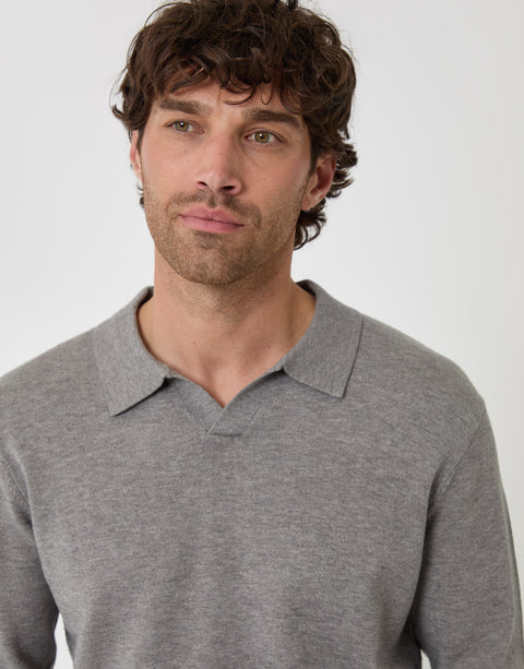 Threadbare Super Soft Trophy Neck Sweatshirt in Grey Marl - close up