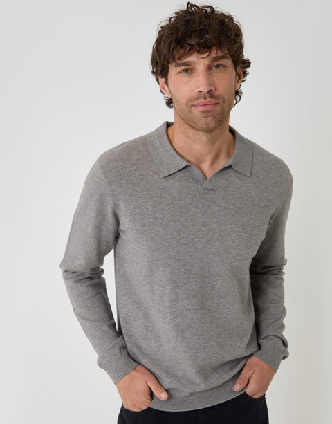 Threadbare Super Soft Trophy Neck Sweatshirt in Grey Marl - front view