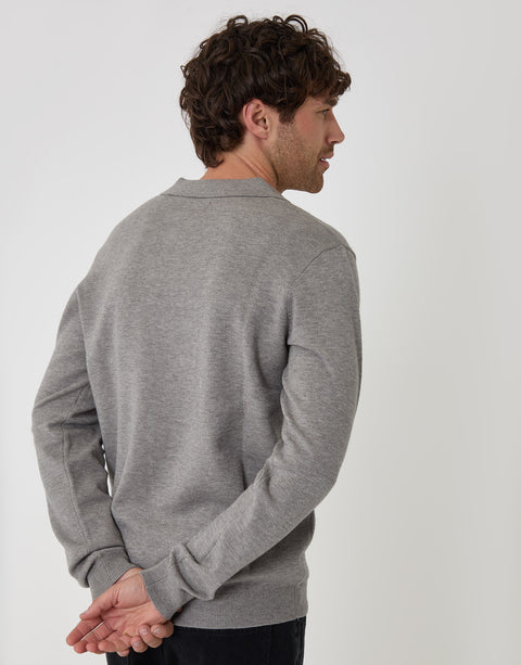 Threadbare Super Soft Trophy Neck Sweatshirt in Grey Marl - back view