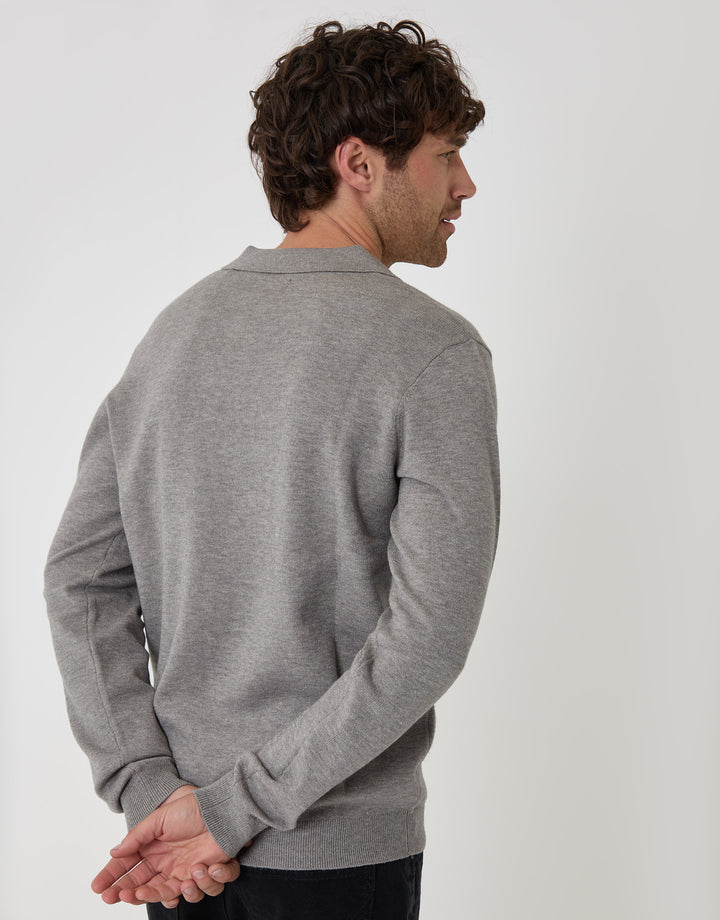 Threadbare Super Soft Trophy Neck Sweatshirt in Grey Marl - back view