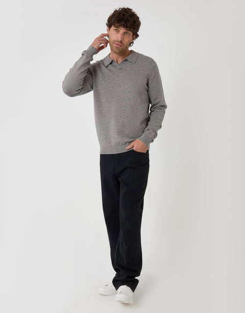 Threadbare Super Soft Trophy Neck Sweatshirt in Grey Marl - full body