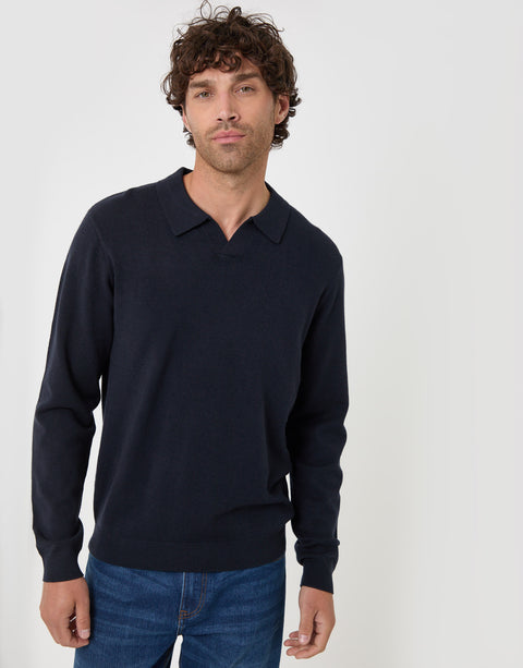 Threadbare Super Soft Trophy Neck Sweatshirt in Navy - front view