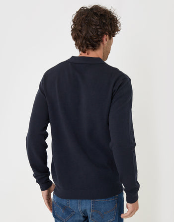 Threadbare Super Soft Trophy Neck Sweatshirt in Navy - back view