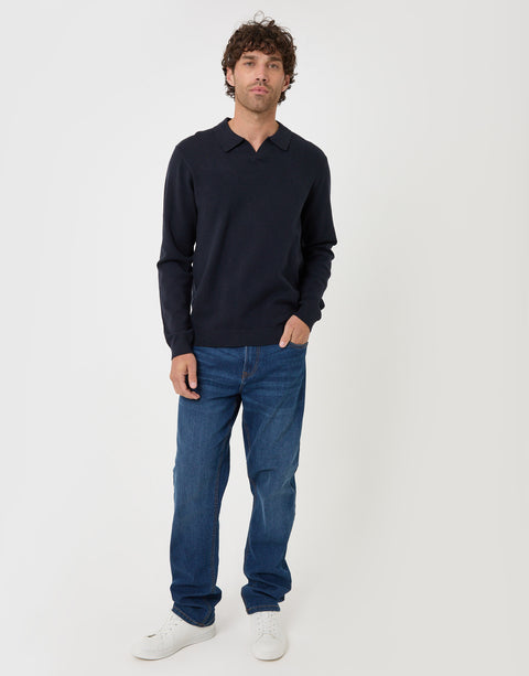 Threadbare Super Soft Trophy Neck Sweatshirt in Navy - full body