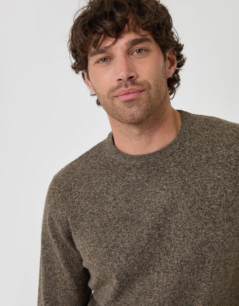 Threadbare Jersey Stitch Crew Neck Jumper in Taupe - close up