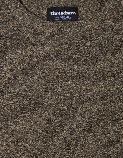 Threadbare Jersey Stitch Crew Neck Jumper in Taupe - detail