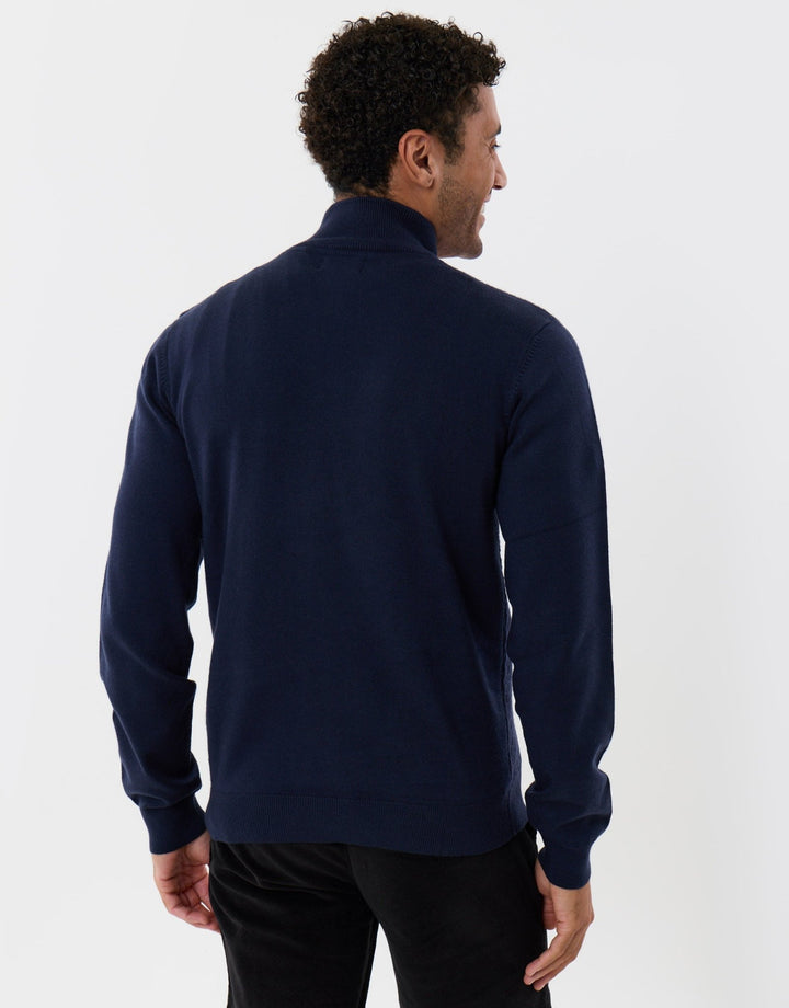 Basket Stitch Quarter Zip Jumper in Navy