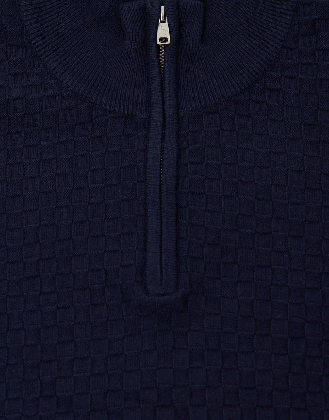 Basket Stitch Quarter Zip Jumper in Navy