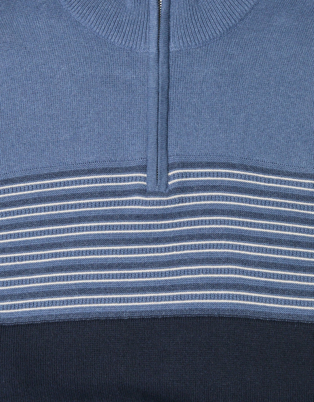 Threadbare Textured Stitch Quarter Zip in Navy - detail