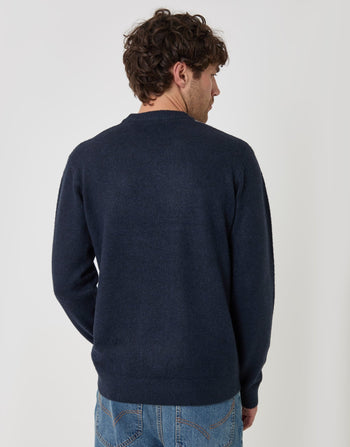 Threadbare Argyle Crew Neck Jumper in Navy - back view