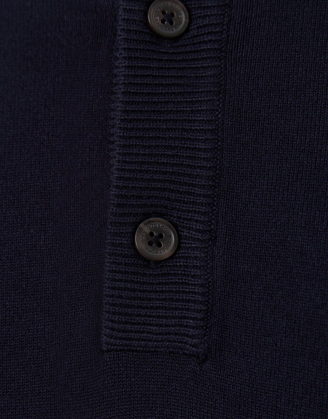 Knitted Long Sleeve Button Polo Jumper in Navy