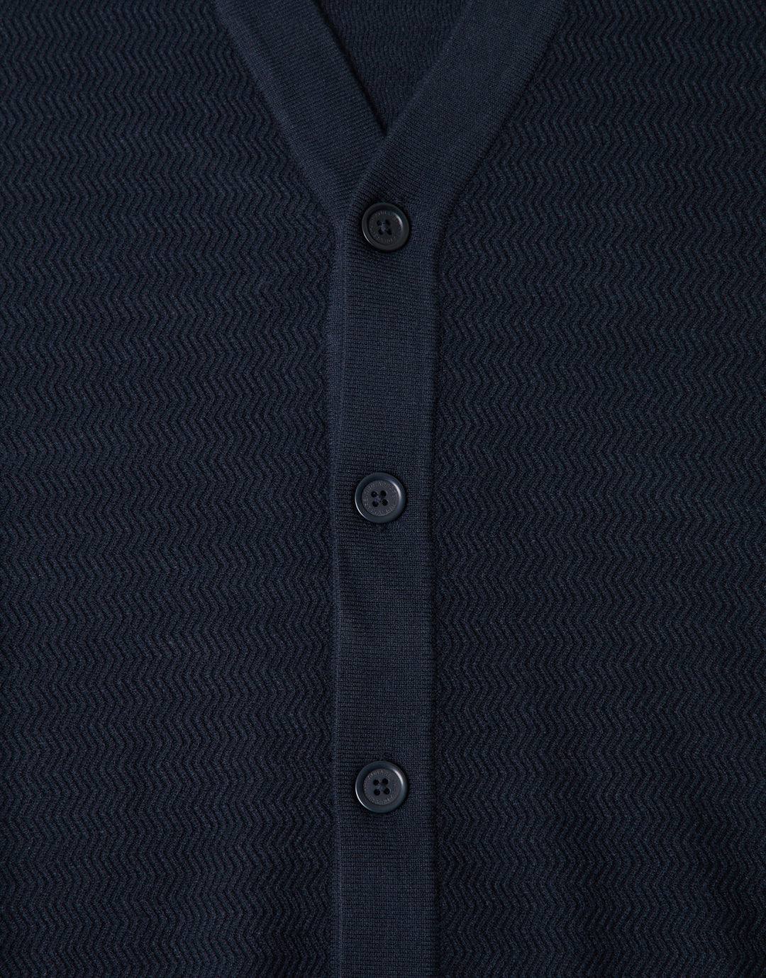 Zig Zag Knit V Neck Cardigan in Navy