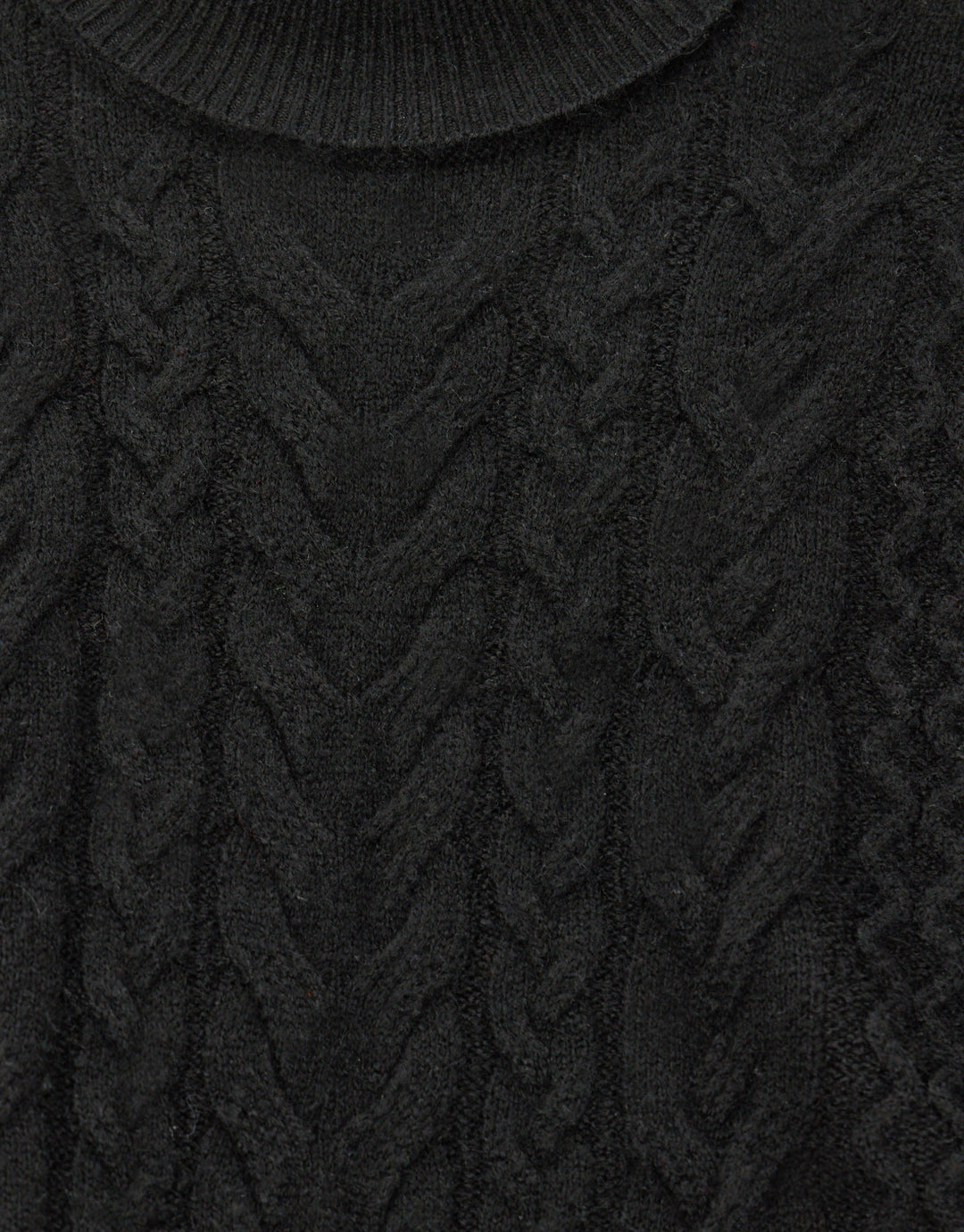 Cable Knit Roll Neck Jumper in Black