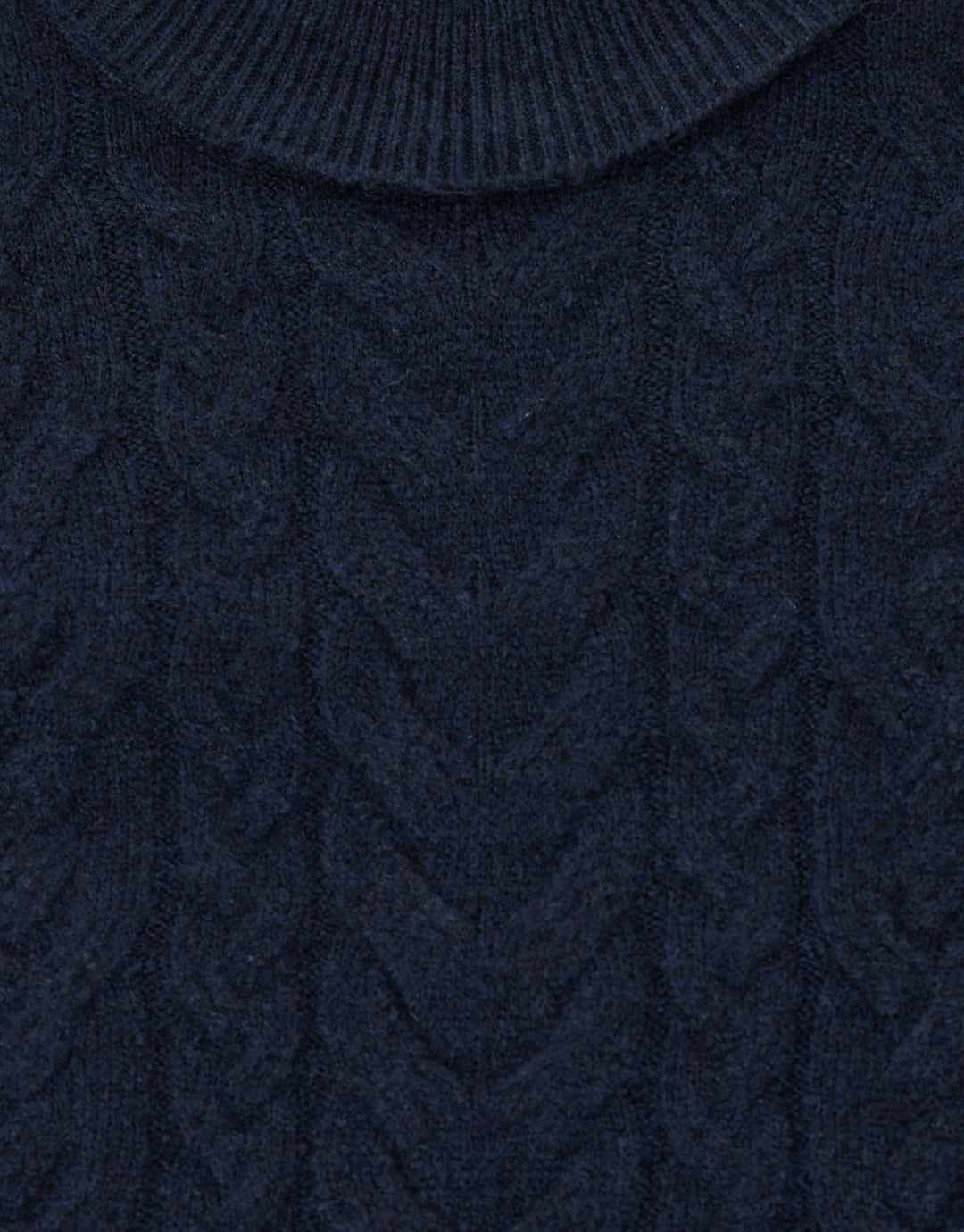 Cable Knit Roll Neck Jumper in Navy