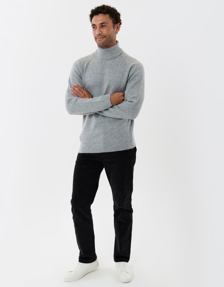 Raglan Sleeve Roll Neck Jumper in Grey Marl
