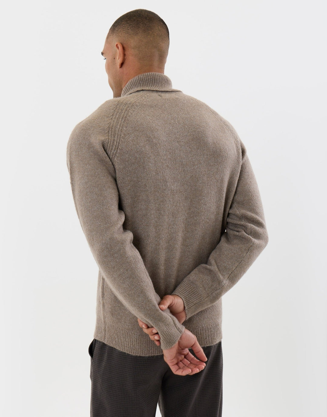Raglan Sleeve Roll Neck Jumper in Taupe