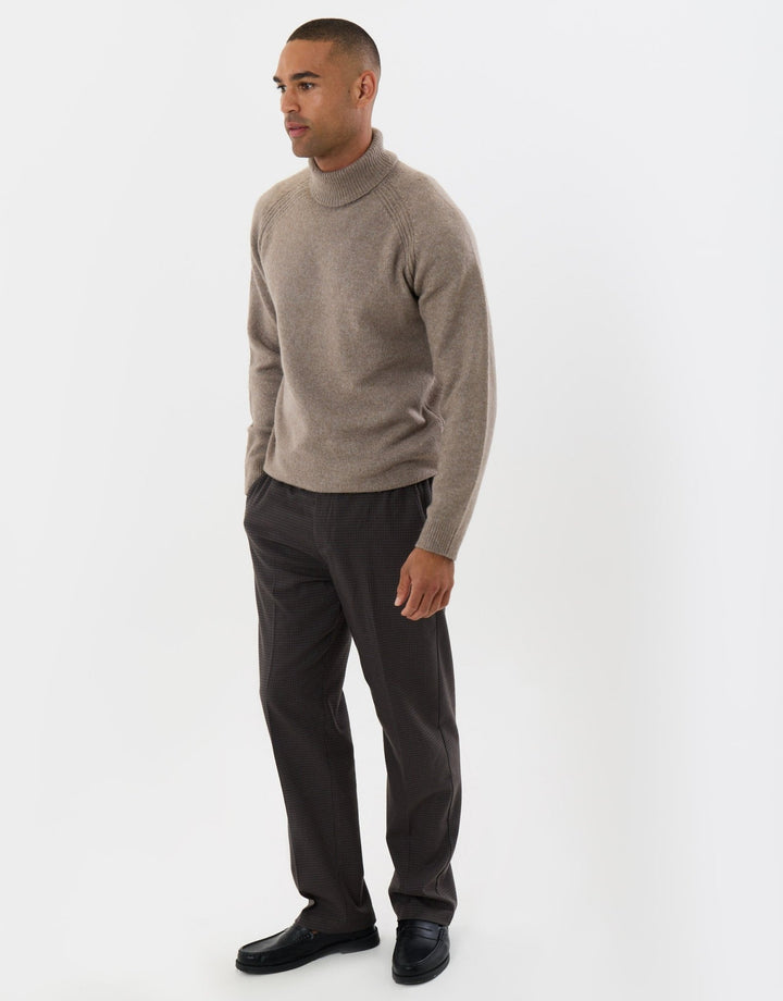 Raglan Sleeve Roll Neck Jumper in Taupe