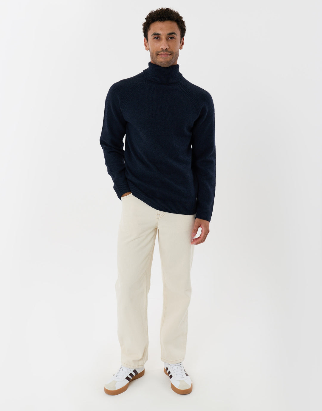 Raglan Sleeve Roll Neck Jumper in Navy