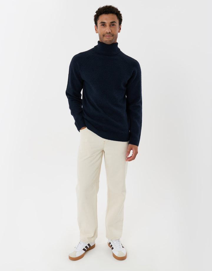 Raglan Sleeve Roll Neck Jumper in Navy