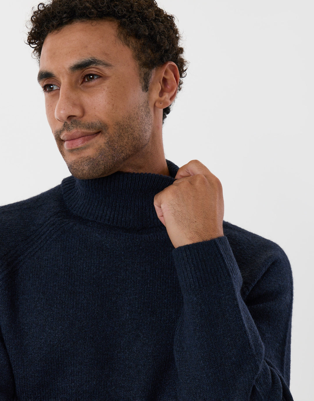 Raglan Sleeve Roll Neck Jumper in Navy
