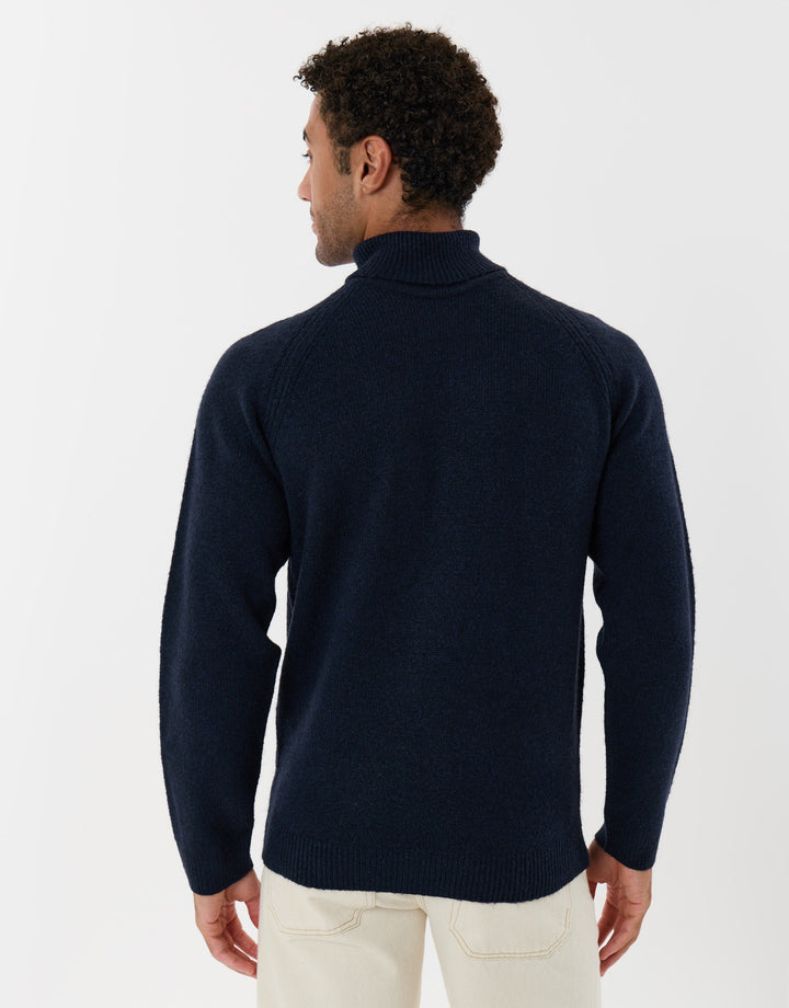 Raglan Sleeve Roll Neck Jumper in Navy