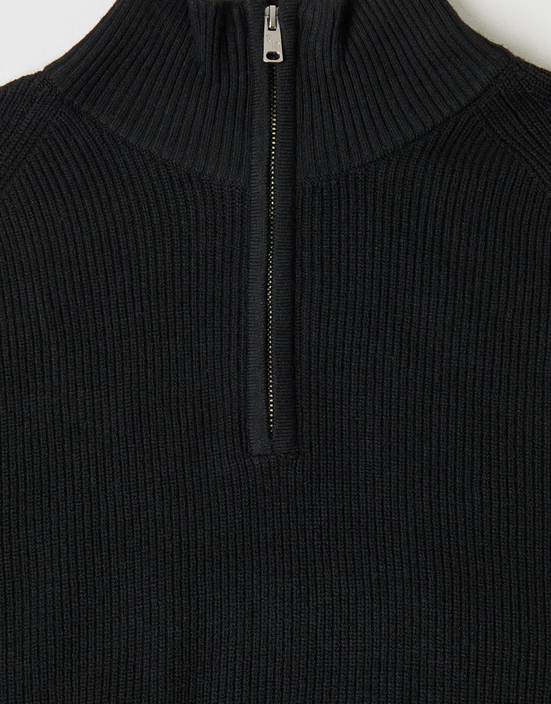 Threadbare Funnel Neck Quarter Zip Jumper in Black - detail