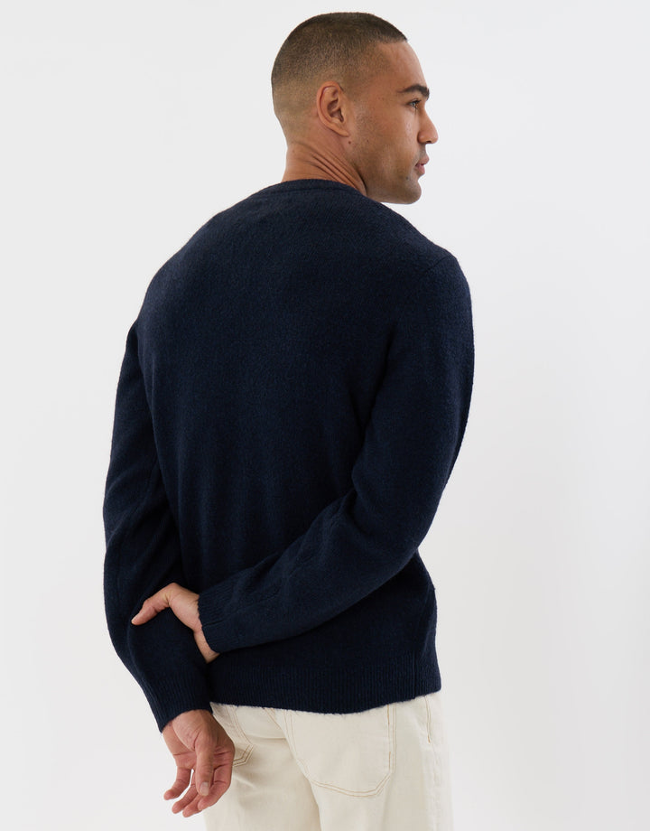 Soft V Neck Jumper in Navy
