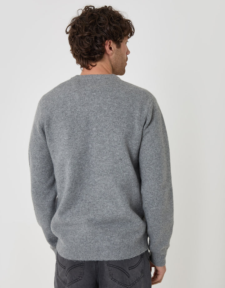 Soft V Neck Jumper in Grey Marl