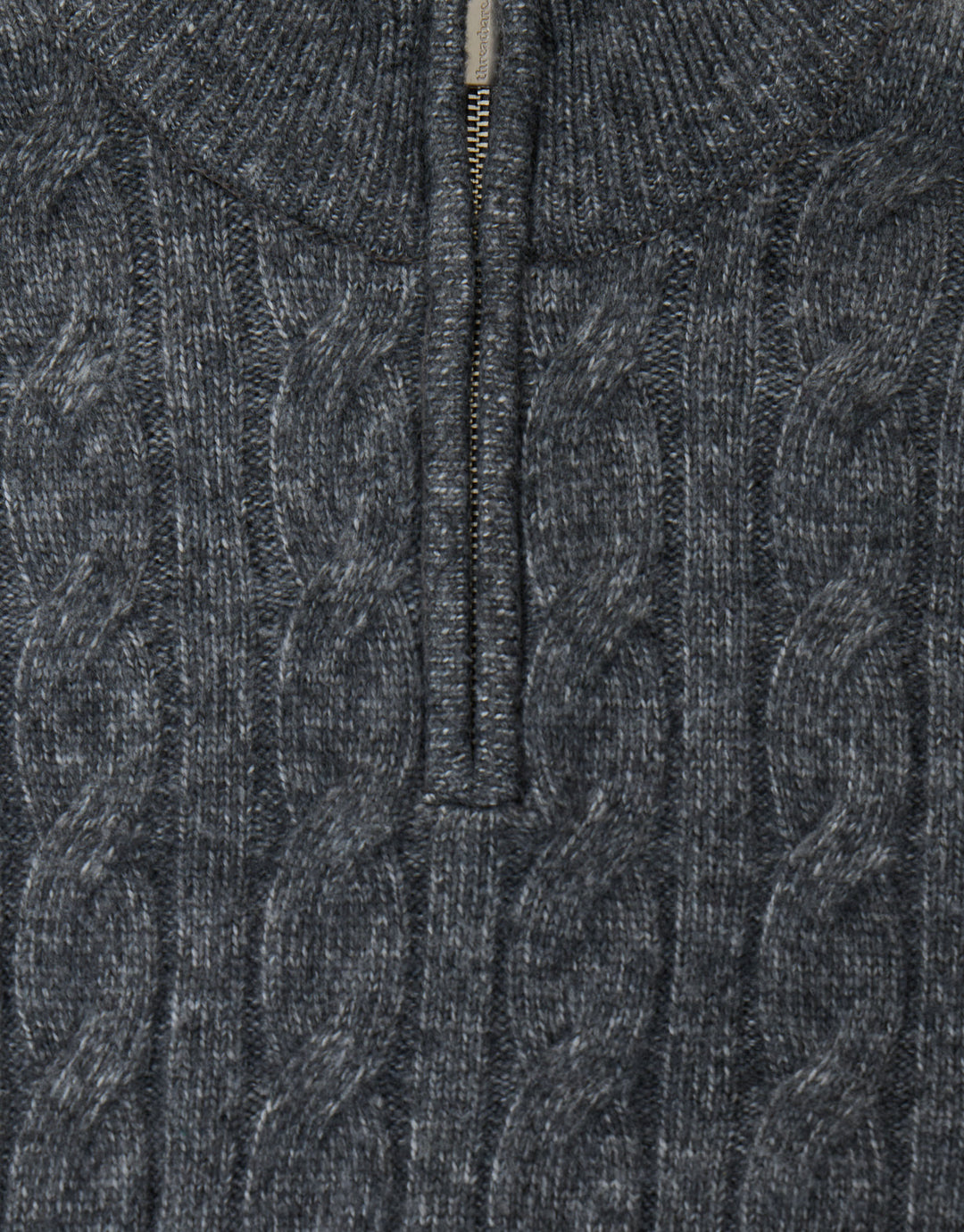 Cable Knit Quarter Zip Jumper in Charcoal