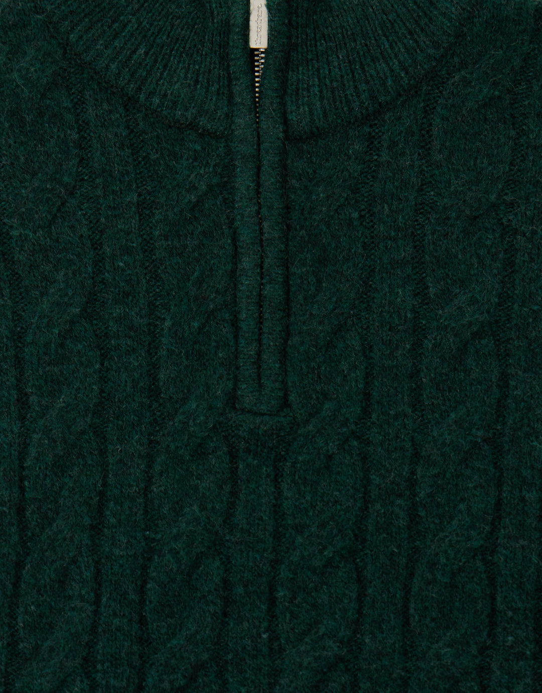 Cable Knit Quarter Zip Jumper in Forest Green
