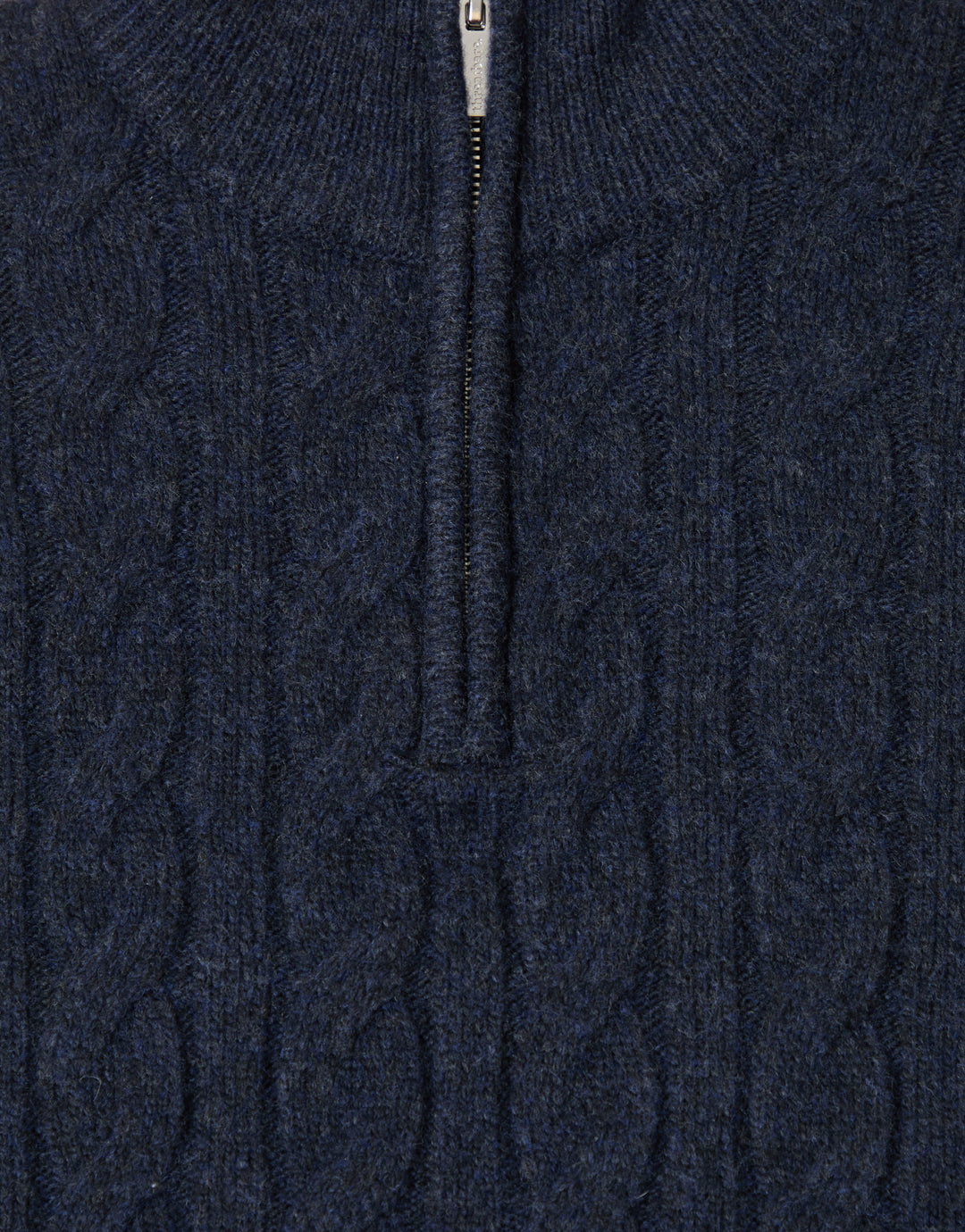 Cable Knit Quarter Zip Jumper in Navy
