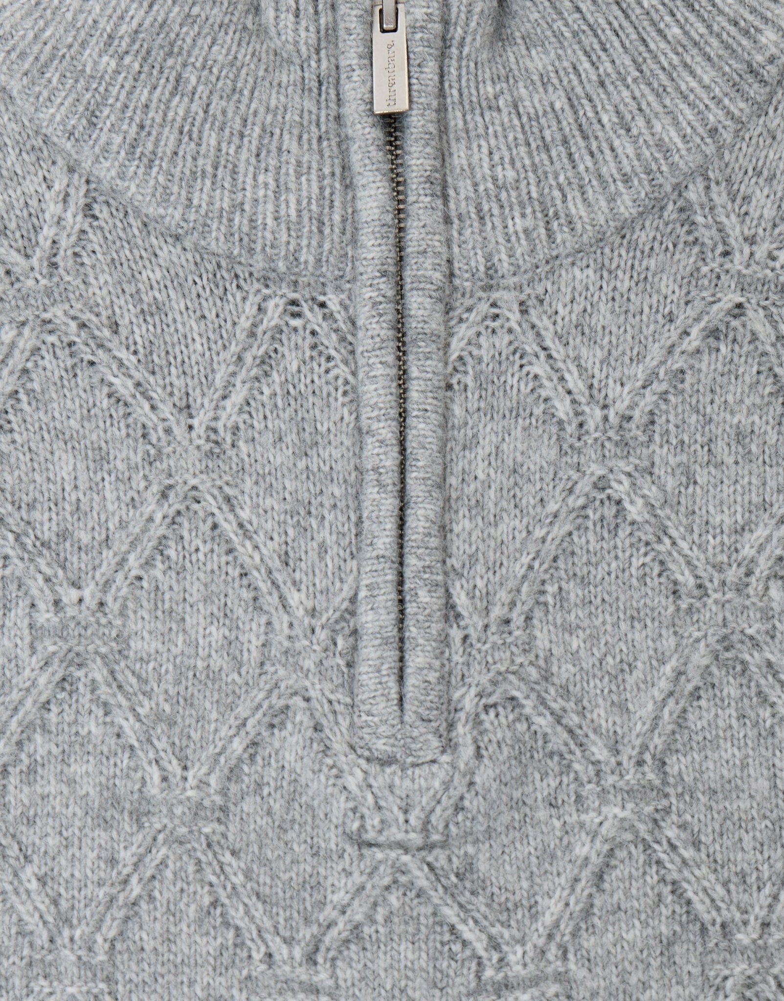 Threadbare Men's Diamond Cable Knit Quarter Zip Jumper in Grey