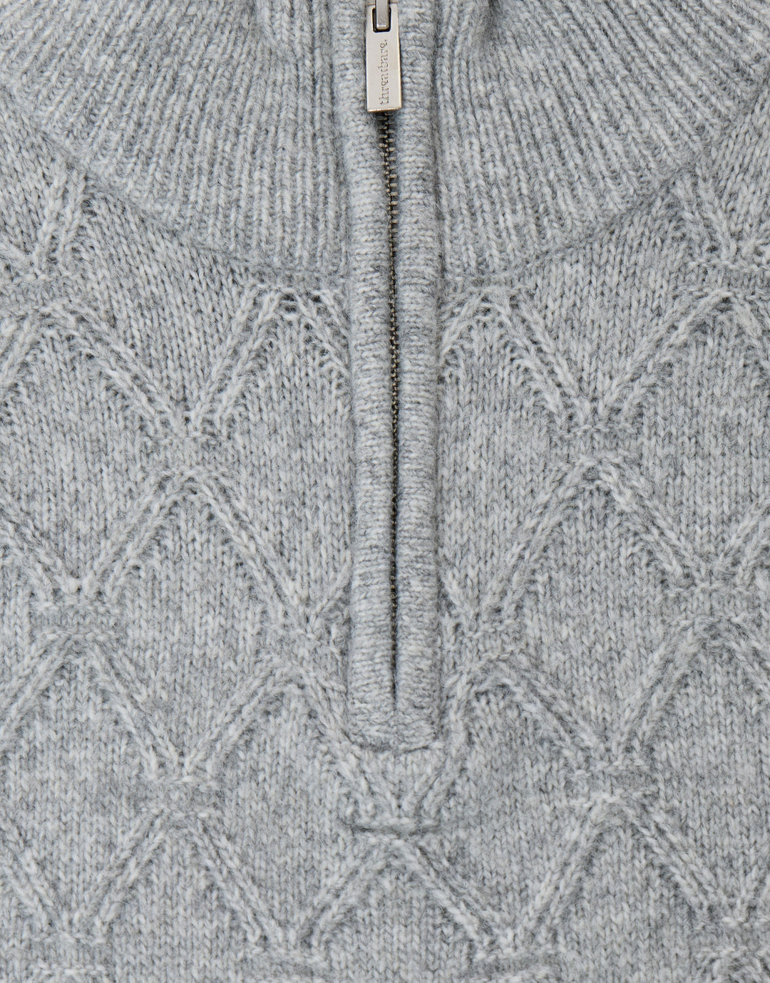 Diamond Cable Knit Quarter Zip Jumper in Grey Marl