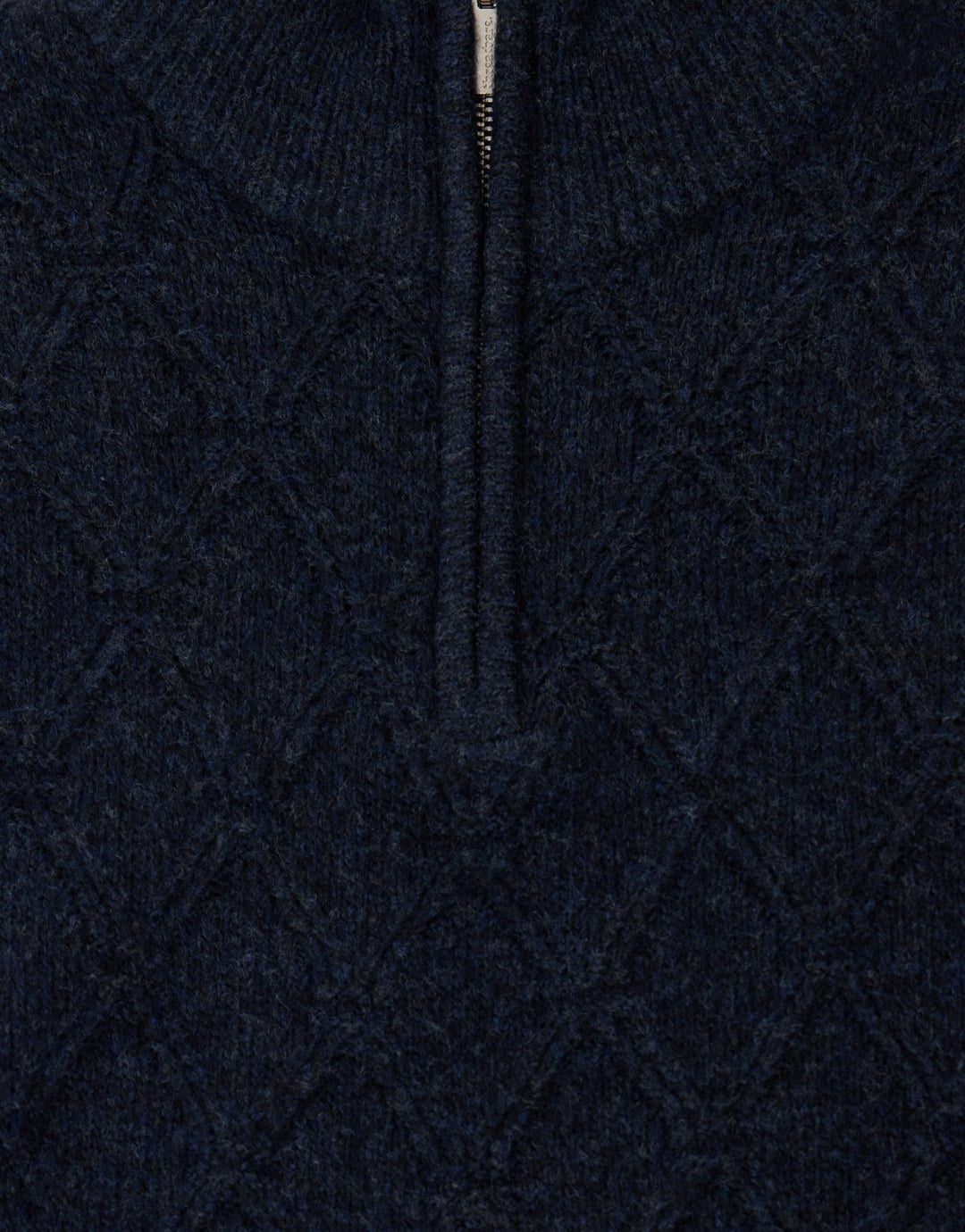 Diamond Cable Knit Quarter Zip Jumper in Navy