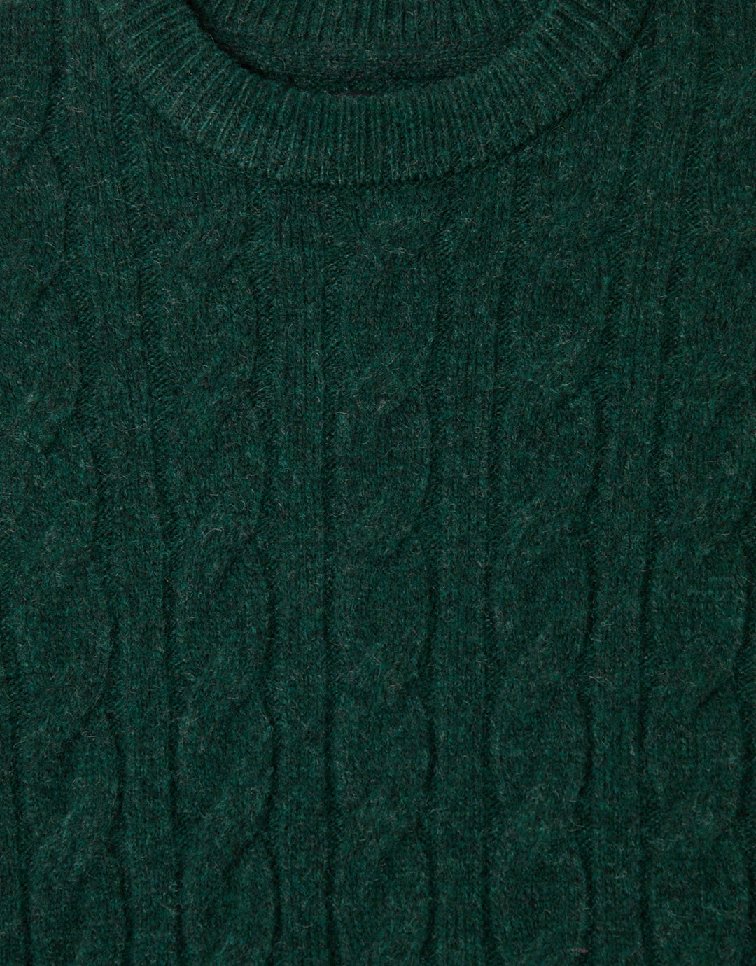 Cable Knit Crew Neck Jumper in Forest Green