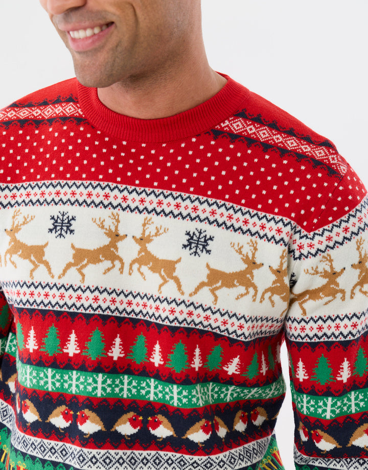Festive Fairisle Christmas Jumper in Red