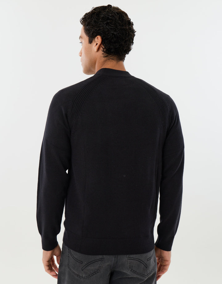 Knitted Mock Neck Jumper in Black