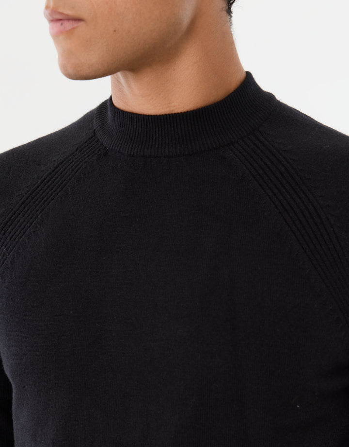 Knitted Mock Neck Jumper in Black