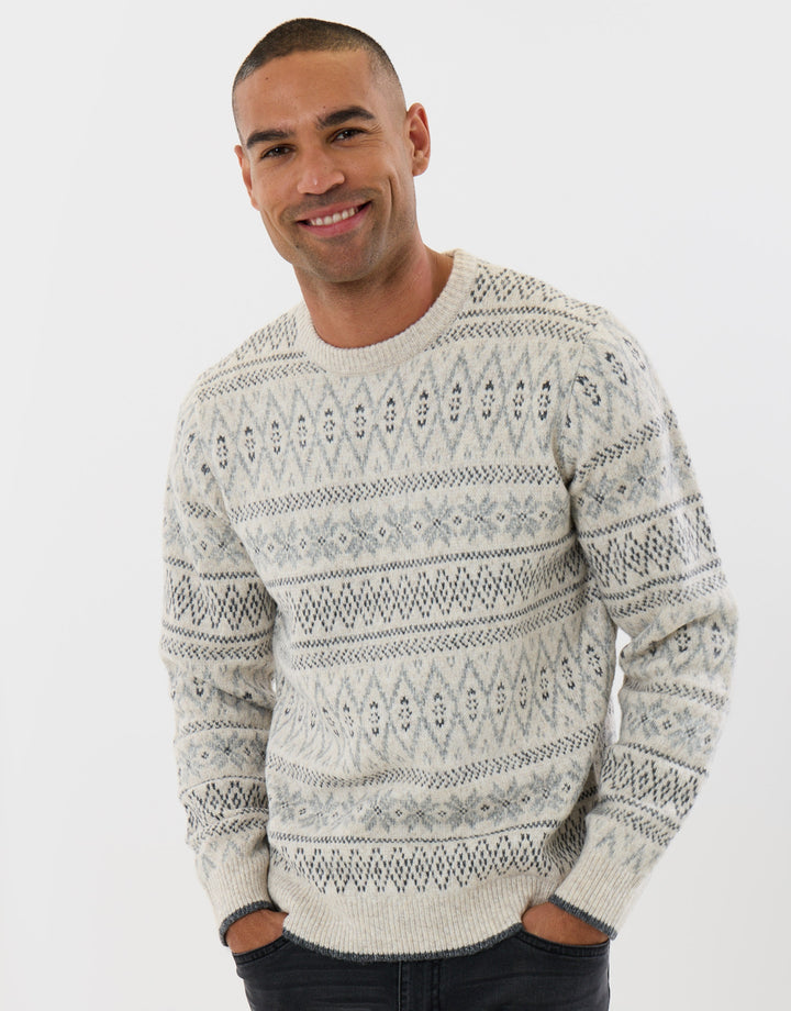 Snowflake Fairisle Christmas Jumper in Ecru