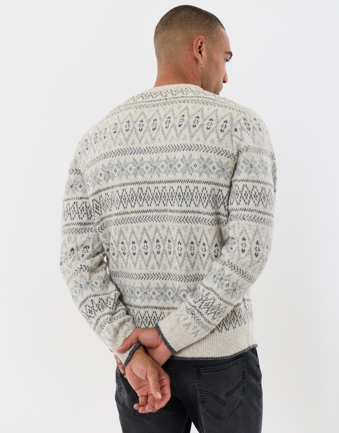 Snowflake Fairisle Christmas Jumper in Ecru