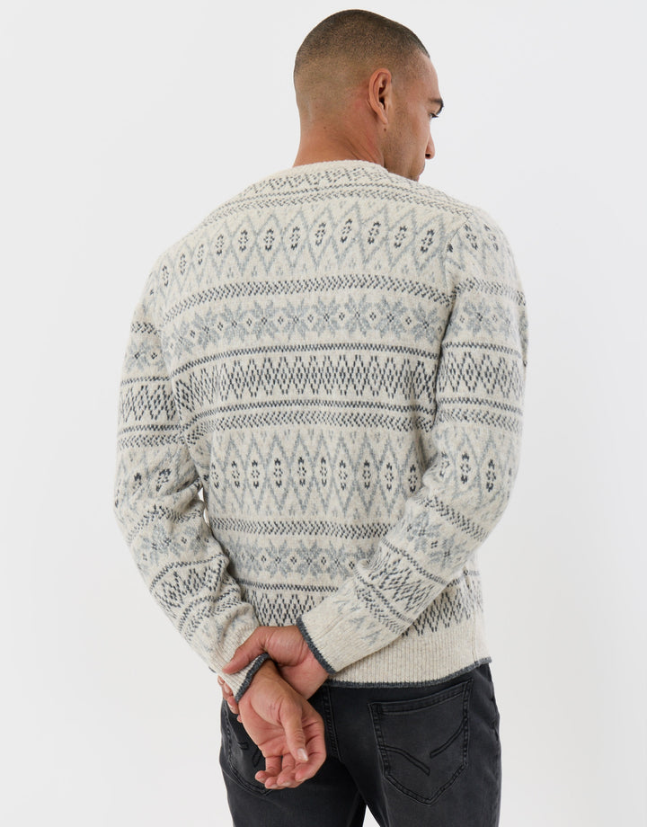 Snowflake Fairisle Christmas Jumper in Ecru
