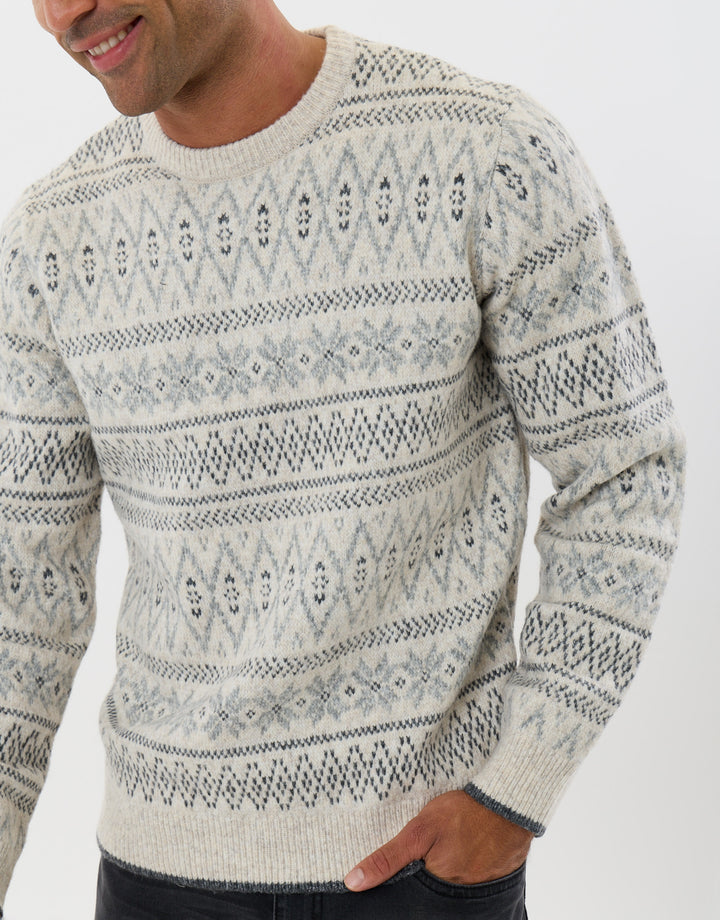 Snowflake Fairisle Christmas Jumper in Ecru
