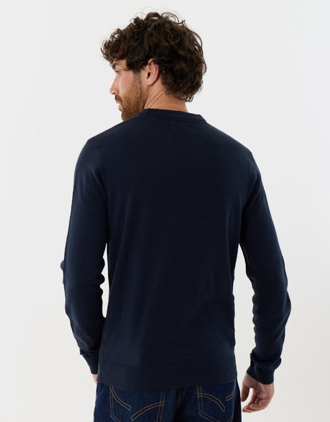 Threadbare Christmas Truck Knitted Crew Neck Jumper in Navy - back view