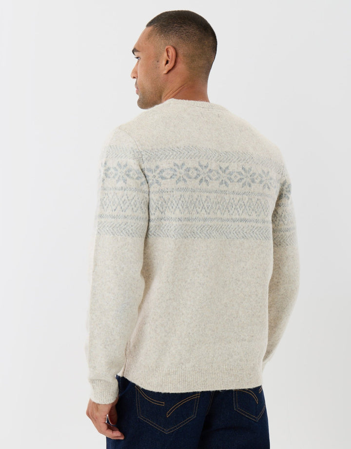 Fairisle Snowflake Knitted Christmas Jumper in Ecru